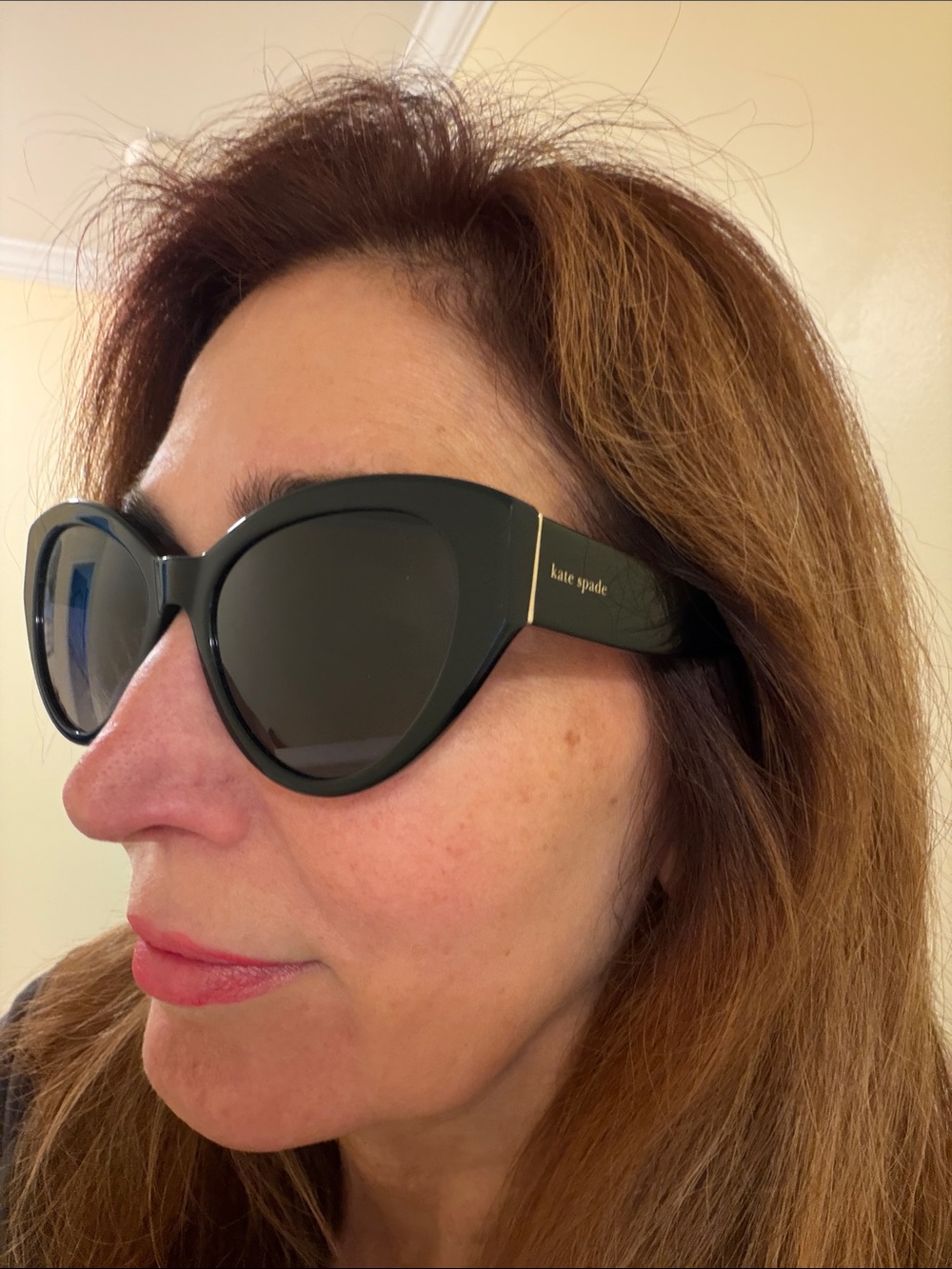 Kate Spade Black Cat-Eye Sunglasses with dark polarized lenses - Picture 8 of 11